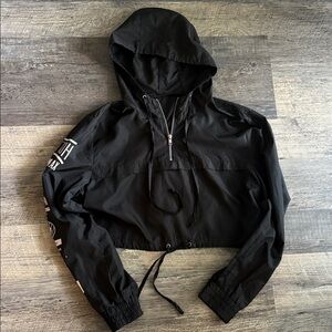 Black Hooded Windbreaker Jacket
